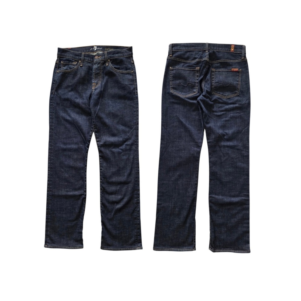 7 For All Mankind Carson Straight Jeans Mens 29×30 Dark Wash Stretch Made Mexico
